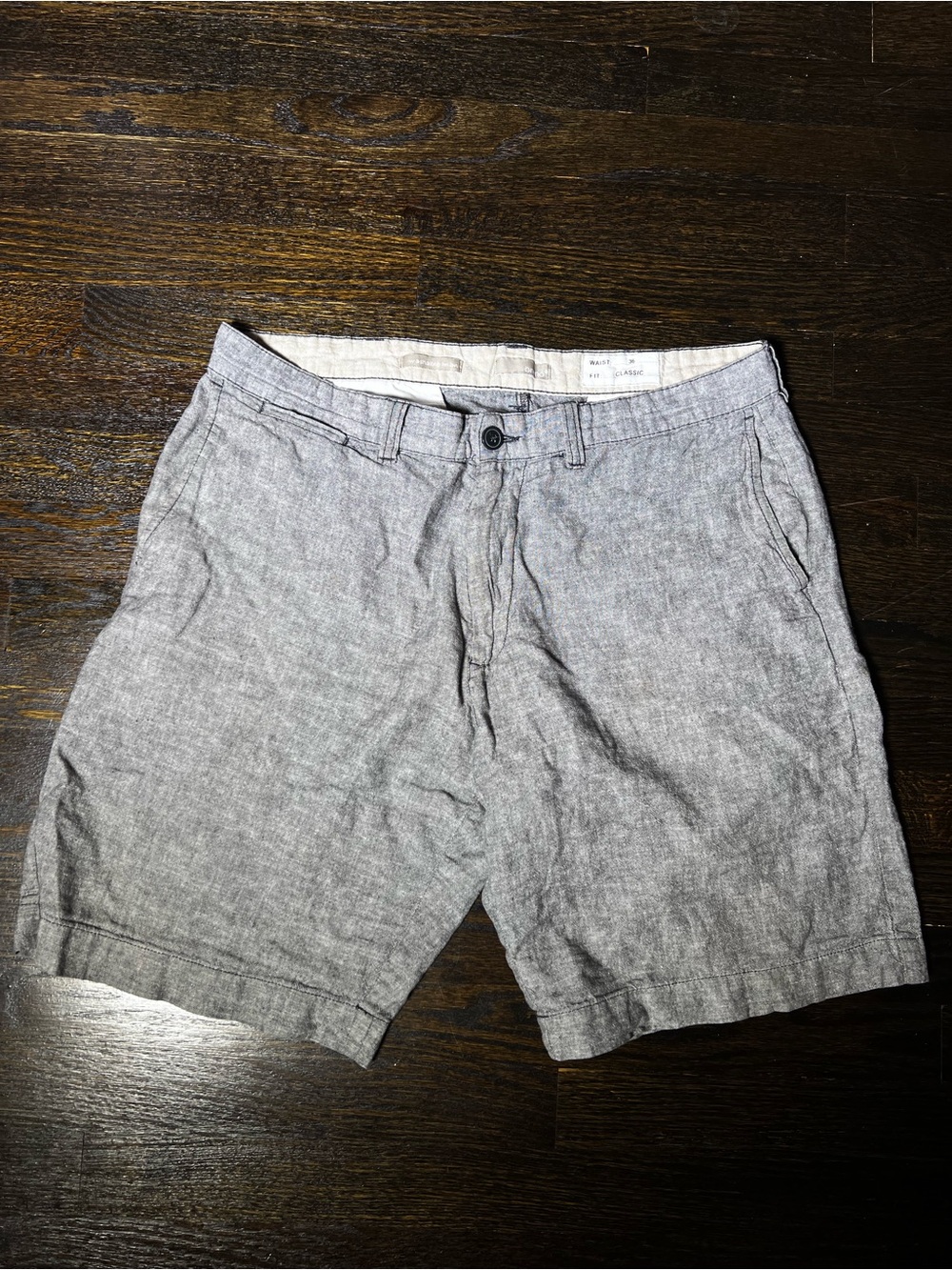 Bruno Washable Linen/Cotton Blend Gray Shorts Waist 36